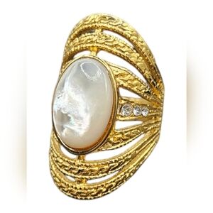 Mother of Pearl and Crystal Ring